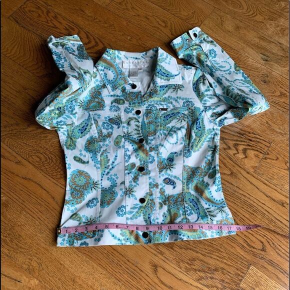 𝅺Doncaster‎ Paisley Print Denim Style Jacket - Picture 8 of 11
